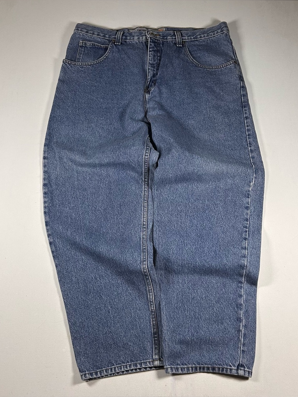 Anchor Blue Baggy Relaxed Wide Leg Fit y2k Jeans 40x30 Skater Grunge 90s Style
